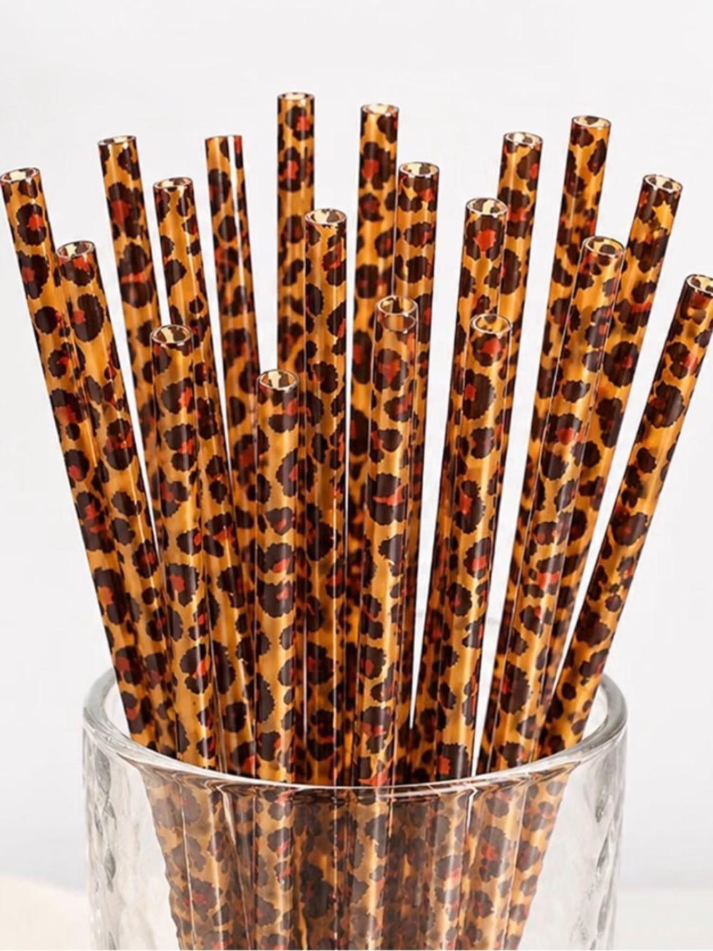 Leopard Print Party Straws - Brown Animal Print Paper Straws